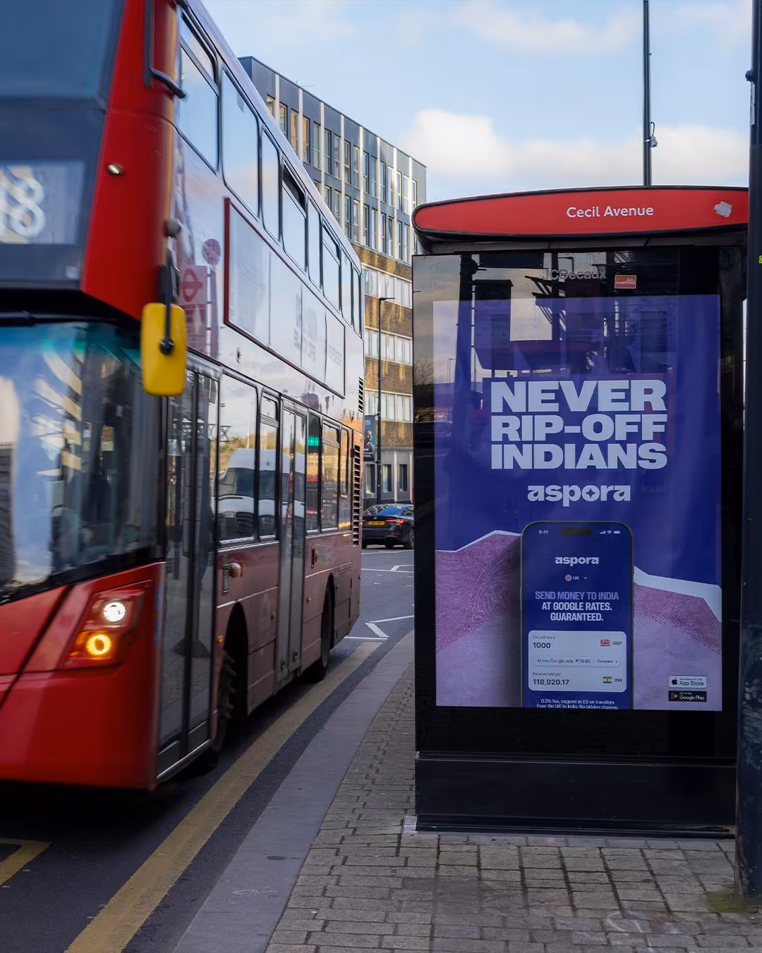 Aspora OOH street placement across London targeting South Asian diaspora